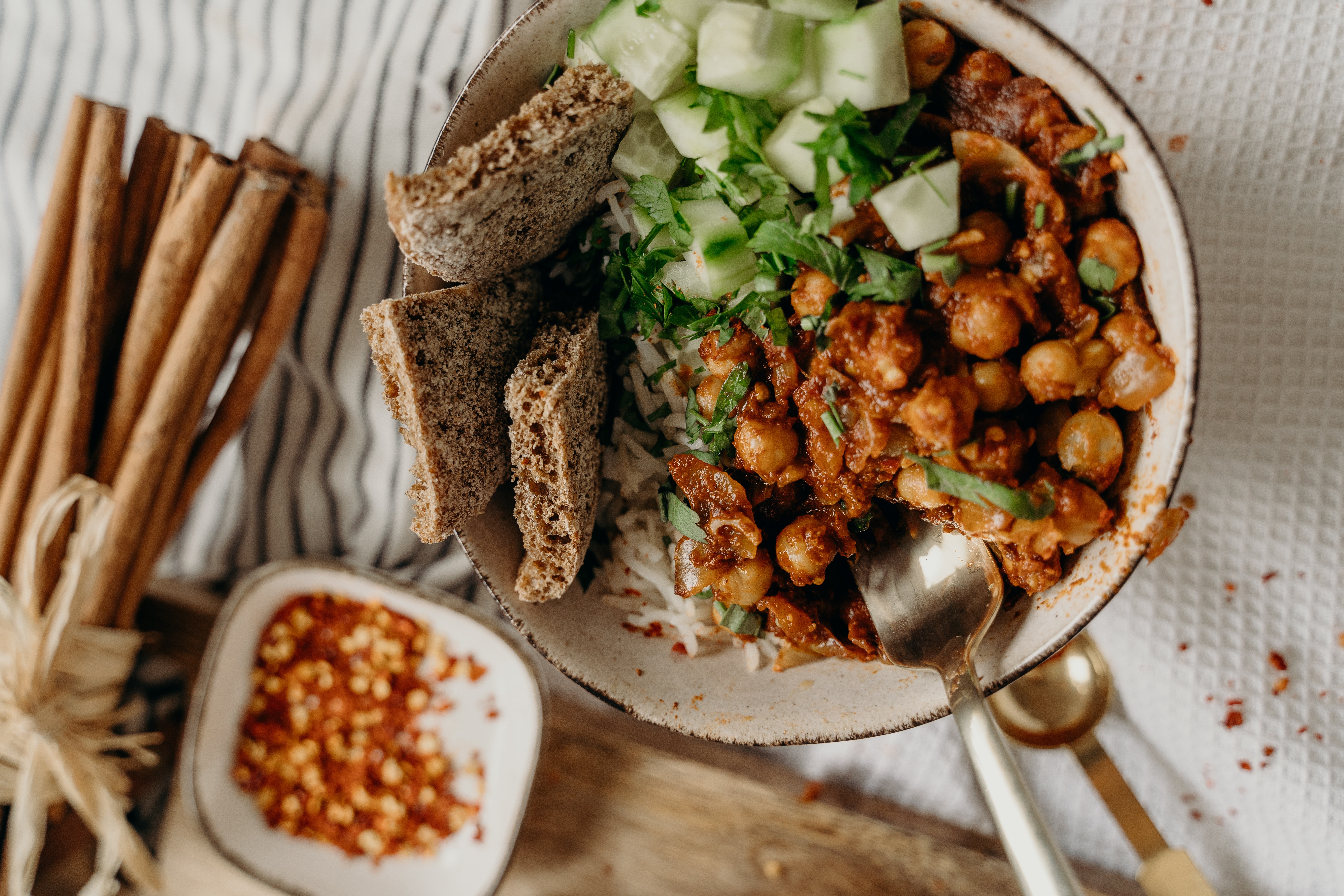 Bowl of chickpeas and rice